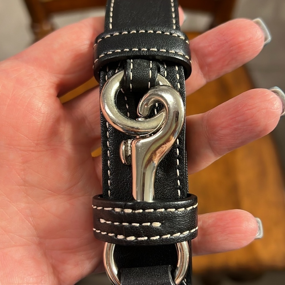 Coach handbag. Black all leather Coach purse with two silver buckles. - Picture 3 of 9